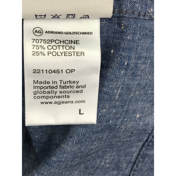 AG Adriano Goldschmied Men's Foster Short Sleeve Shirt Blue Large NEW - Picture 5 of 6